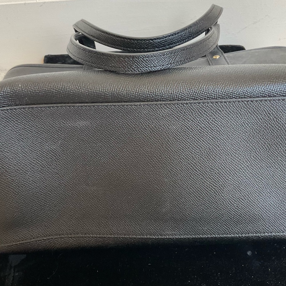 Coach Black Leather Tote with Gold Logo Accent - Picture 4 of 4